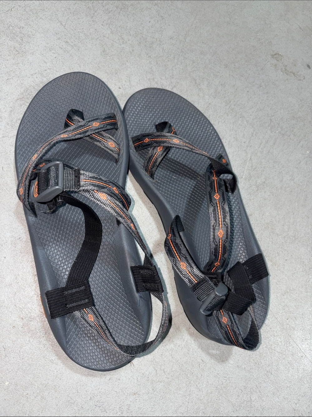 Chacos Men's Grey Outdoor Webbing Sandals with Orange Accents